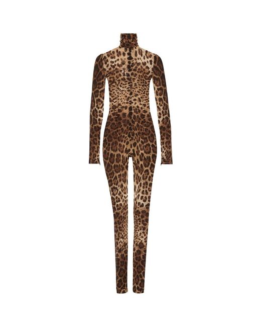 Dolce & Gabbana KIM Silk Leopard Print Jumpsuit