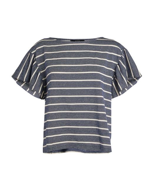 Weekend Max Mara Striped Gathered-Sleeve T-Shirt