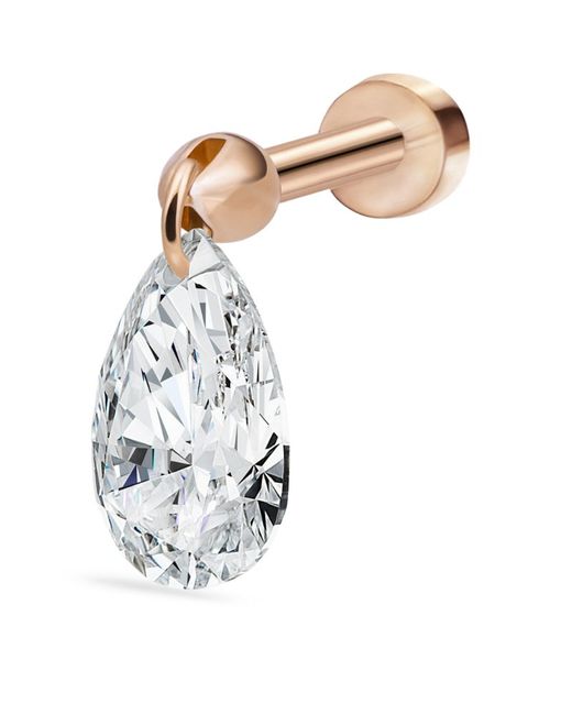 Maria Tash Floating Pear Diamond Charm Threaded Stud Earring 6mm