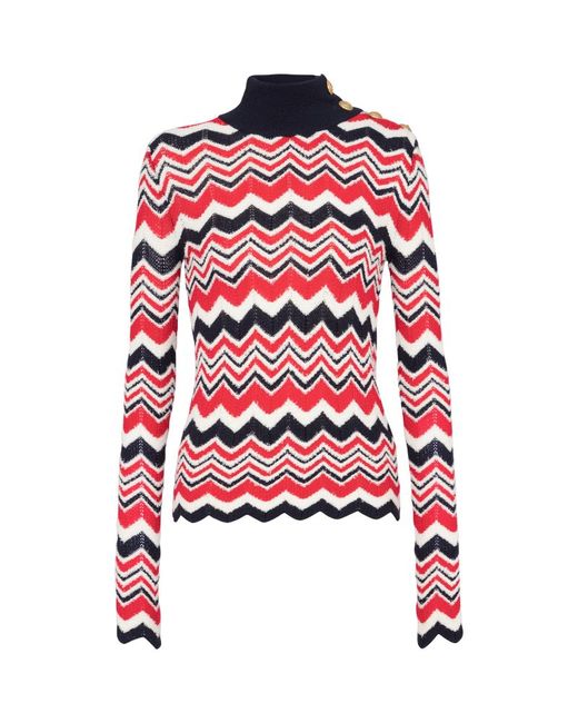 Balmain Chevron Pattern Rollneck Sweater