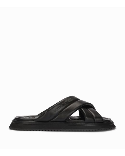 Dolce & Gabbana Faux Leather Padded Slides