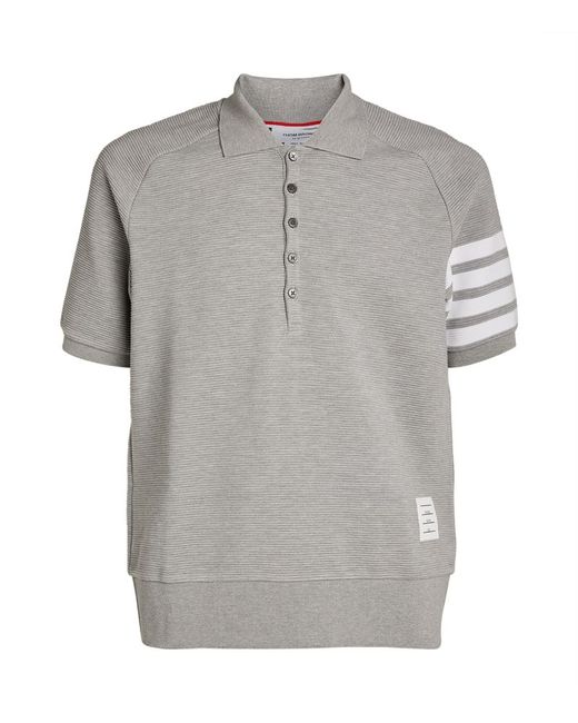 Thom Browne Ribbed 4-Bar Polo Shirt