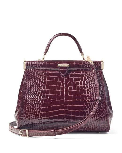 Aspinal of London Small Croc-Embossed Florence Top-Handle Bag