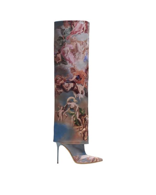 Balmain Sky Print Ariel Knee-High Boots 120