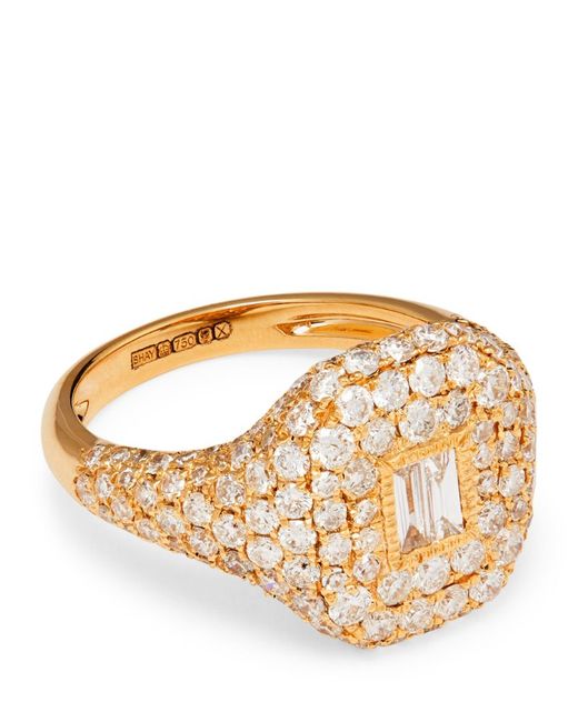 Shay Yellow and Diamond Pavé New Modern Pinky Ring