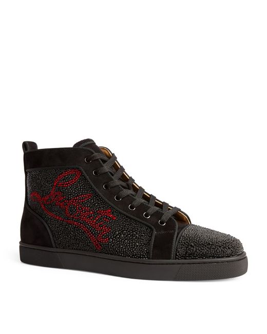 Christian Louboutin Louis Strass Suede High-Top Sneakers