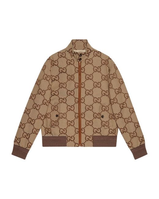 Gucci Canvas-Leather GG Supreme Bomber Jacket