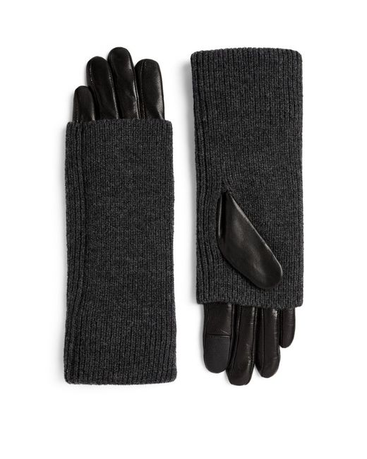 AllSaints Leather Cuffed Zoya Gloves