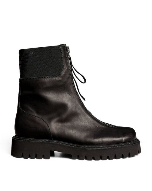Emporio Armani Leather Zip-Up Ankle Boots