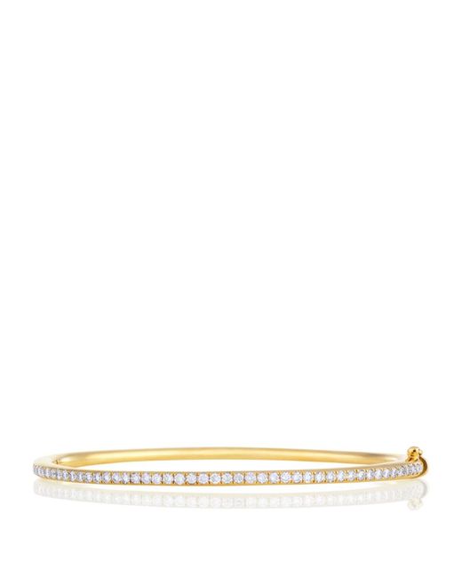 De Beers Jewellers Gold and Micropavé Diamond DB Classic Bangle