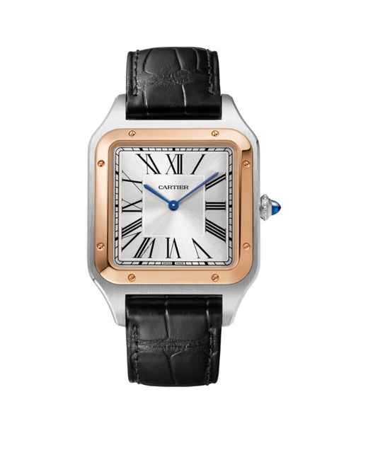 Cartier Stainless Steel and Rose Gold Santos-Dumont Watch 47mm