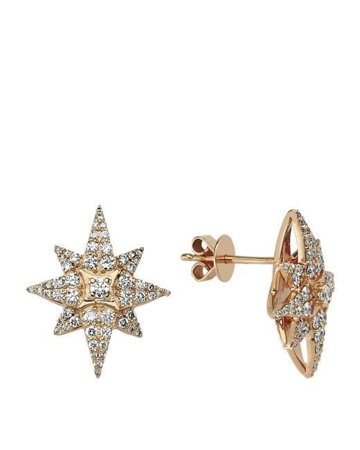 Bee Goddess Rose Gold and Diamond Venus Star Earrings