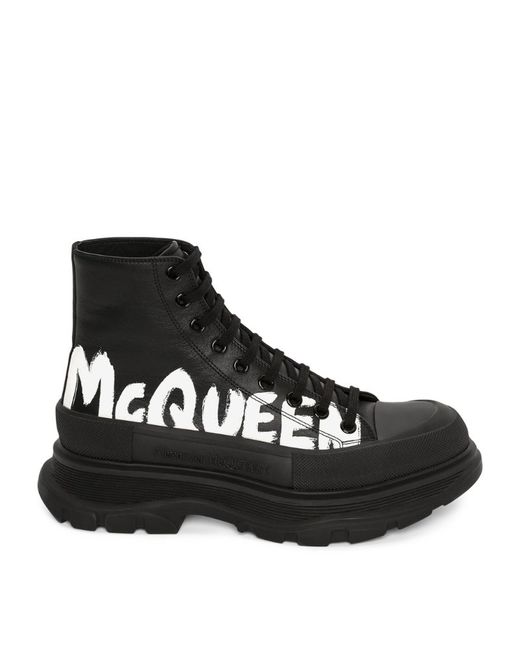 Alexander McQueen Tread Slick Leather Low-Top Sneakers