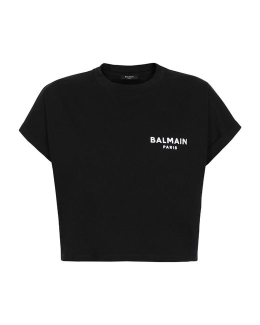 Balmain Crop Logo T-Shirt