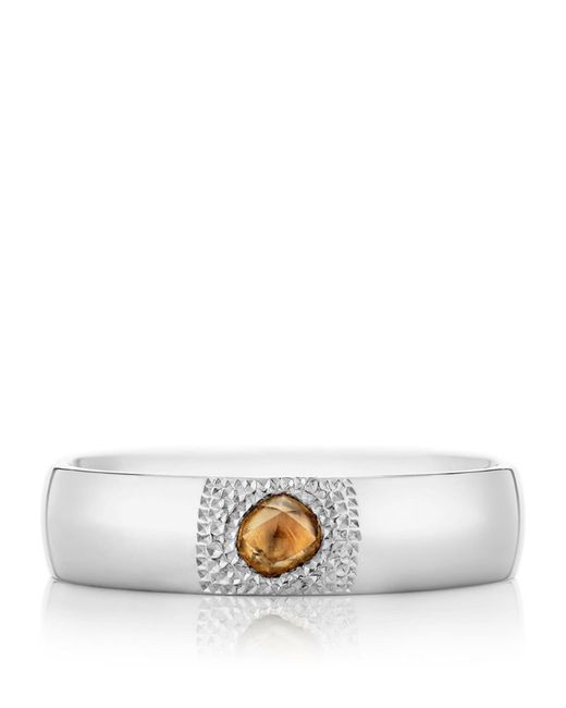 De Beers Jewellers Large White Gold and Diamond Talisman Band