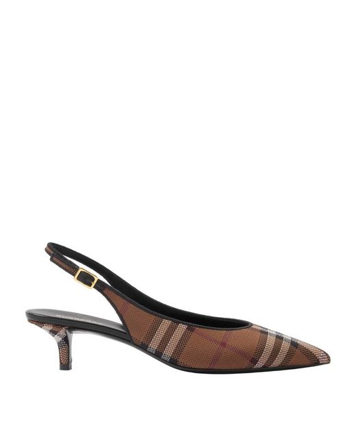 Burberry Leather Check Slingback Pumps