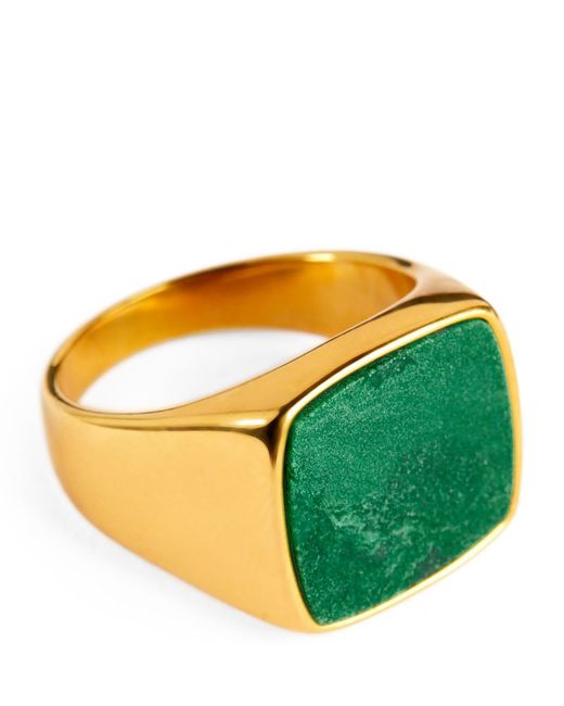 Nialaya Jewelry Plated Jade Signet Ring