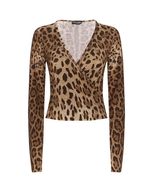 Dolce & Gabbana Leopard Print Wrap Top