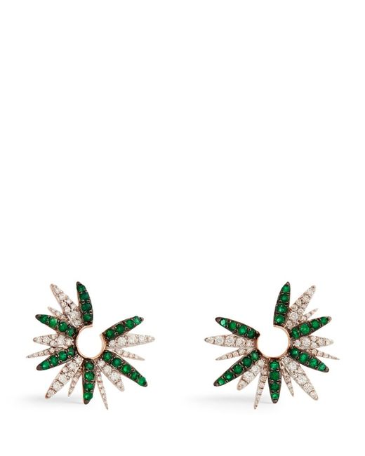 Bee Goddess Diamond and Emerald Hera Earrings
