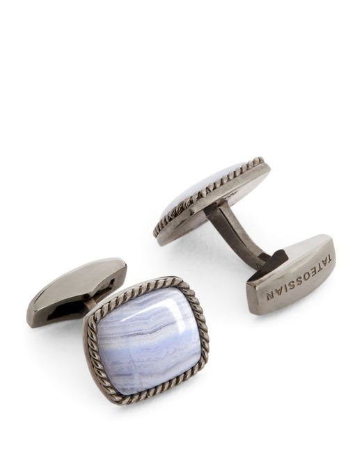 Tateossian Sterling Silver and Agate Cufflinks