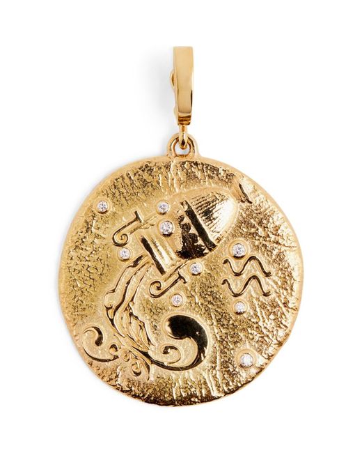 Azlee Large Yellow and Diamond Aquarius Coin Charm