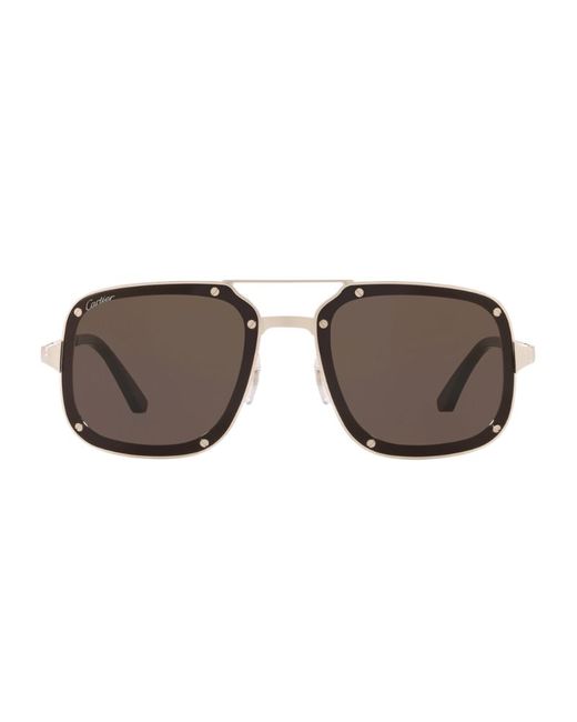 Cartier Stud-Trim Square Aviator Sunglasses