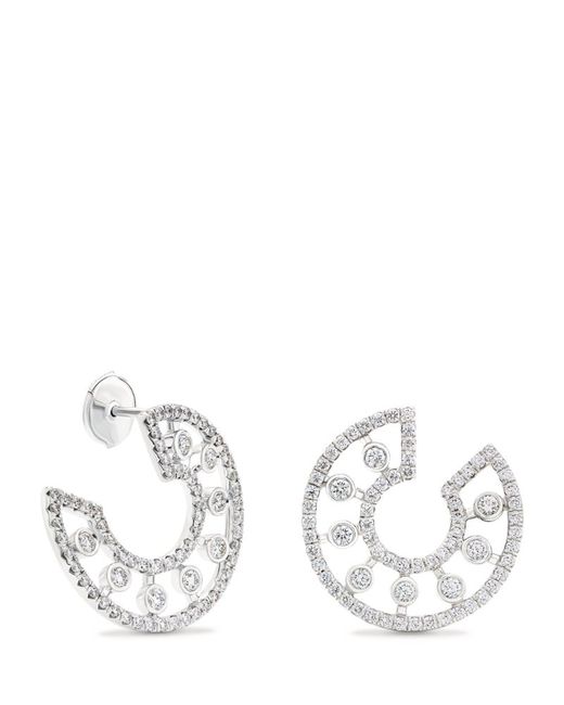 De Beers Jewellers White Gold and Diamond Dewdrop Earrings