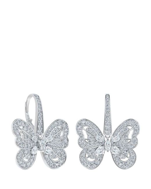 De Beers Jewellers White Gold and Diamond Portraits of Nature Butterfly Sleeper Earrings