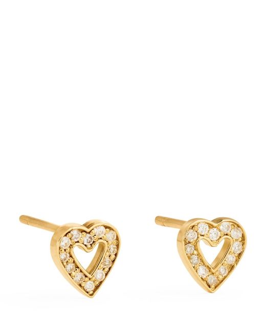 Jennifer Meyer Mini Yellow and Diamond Open Heart Stud Earrings