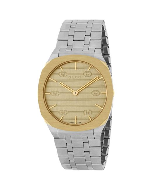 Gucci Plated Steel 25H Watch 34mm