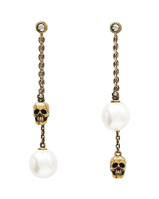 Alexander McQueen Faux Pearl and Skull Earrings