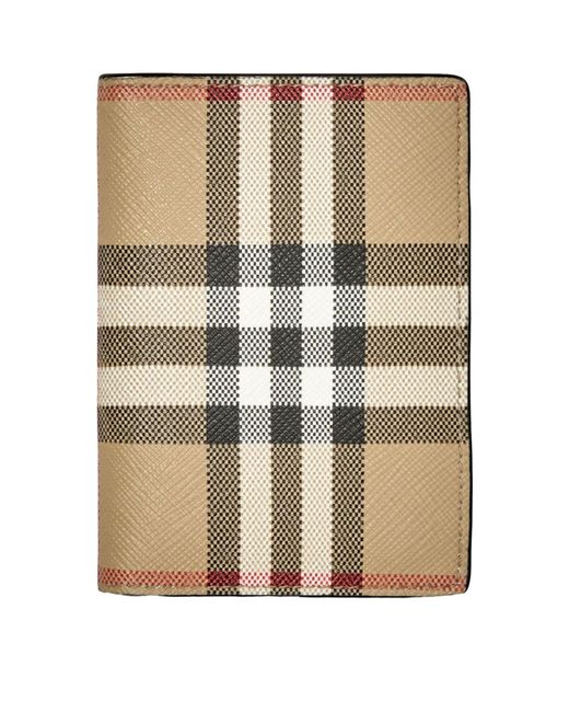 Burberry Leather Vintage Check Bifold Card Holder