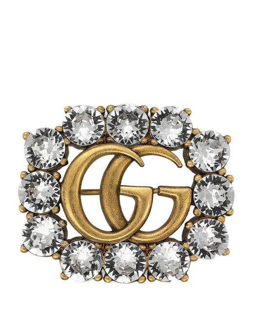Gucci Double G Brooch with Crystals