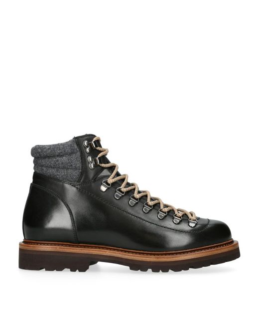 Brunello Cucinelli Leather Lace-Up Boots