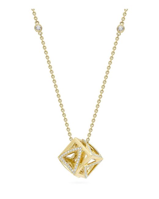 Boodles Yellow and Diamond Be You Cube Pendant Necklace