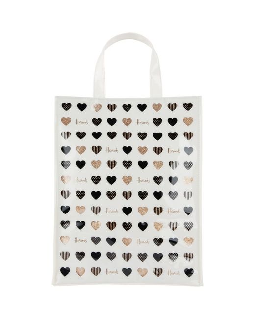 Harrods Medium Glitter Hearts Shopper Bag