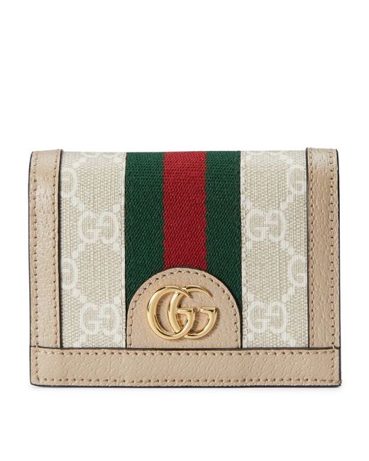 Gucci Leather-GG Supreme Canvas Ophidia Card Case Wallet