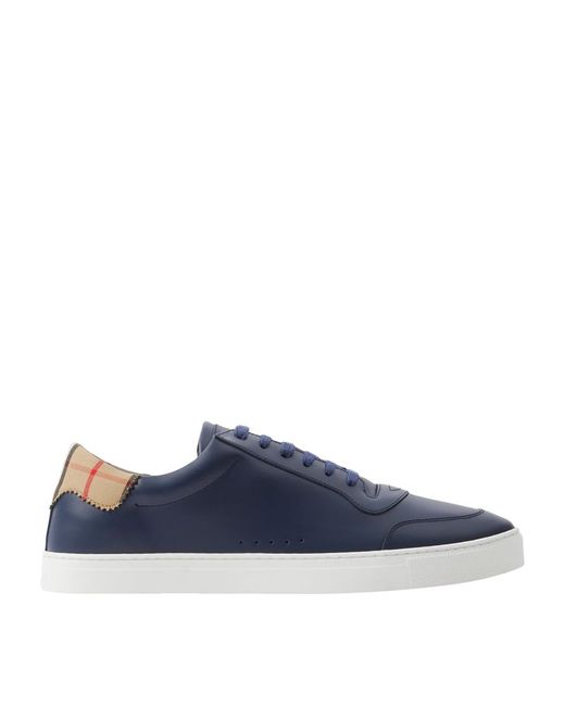 Burberry Leather-Cotton Check Sneakers