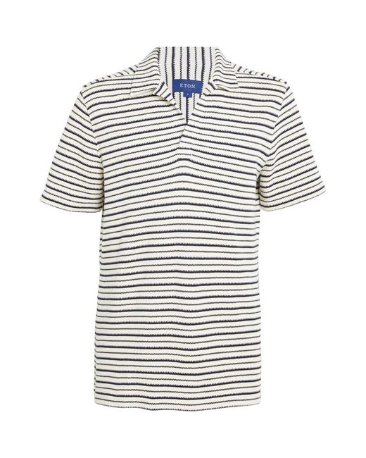 Eton Knitted Striped Polo Shirt