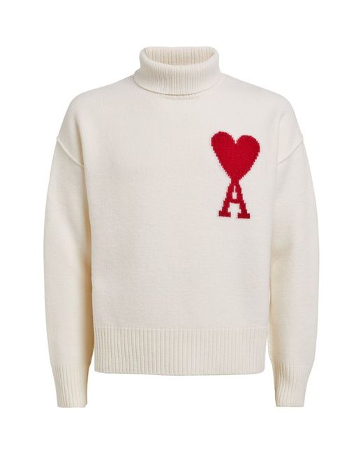 AMI Alexandre Mattiussi Wool Rollneck Logo Sweater