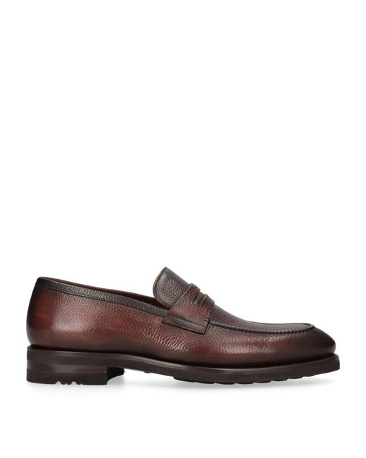 Magnanni Leather Pebble-Textured Penny Loafers