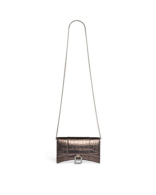 Balenciaga Small Metallic Leather Hourglass Chain Wallet