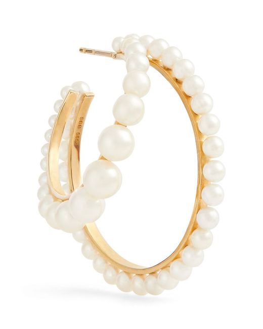 Sophie Bille Brahe Yellow and Pearl Boucle Perle Single Right Hoop Earring