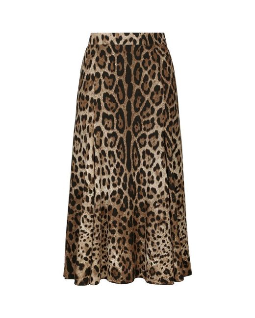 Dolce & Gabbana Leopard Print Midi Skirt