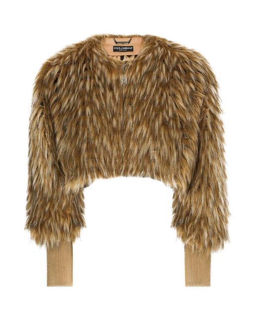 Dolce & Gabbana Faux Fur Cropped Jacket