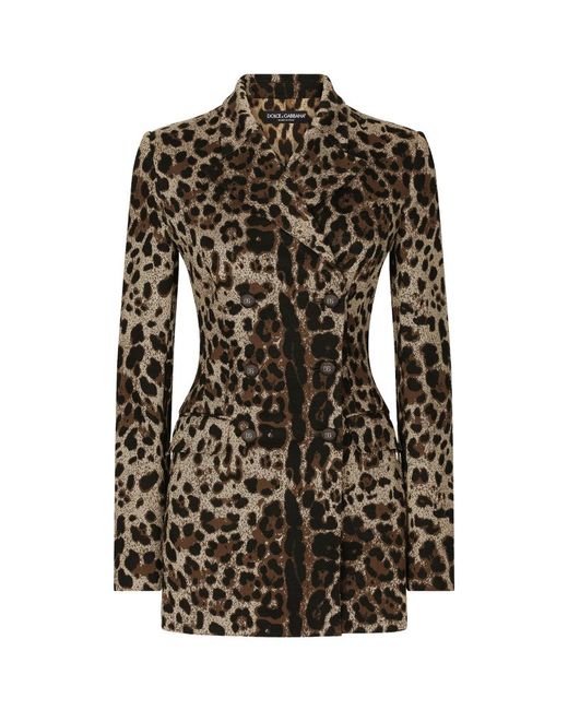 Dolce & Gabbana Double-Breasted Leopard Print Blazer