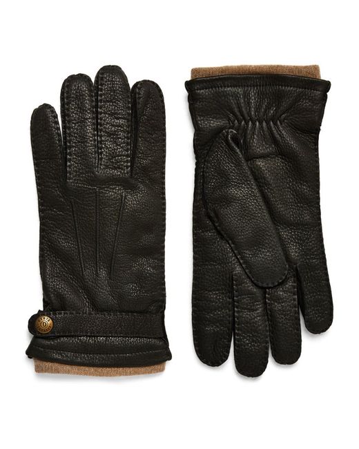 Dents Leather-Cashmere Gloves