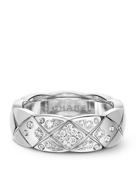 Chanel Small White Gold and Diamond Coco Crush Ring