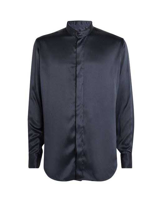 Giorgio Armani Silk Mandarin-Collar Shirt
