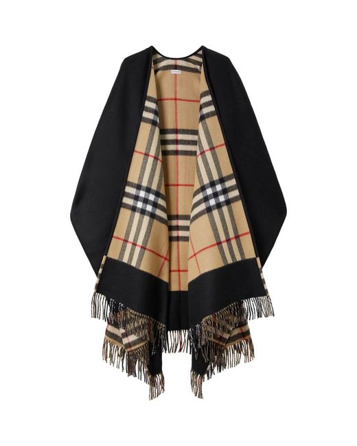 Burberry Wool-Cashmere Check Cape